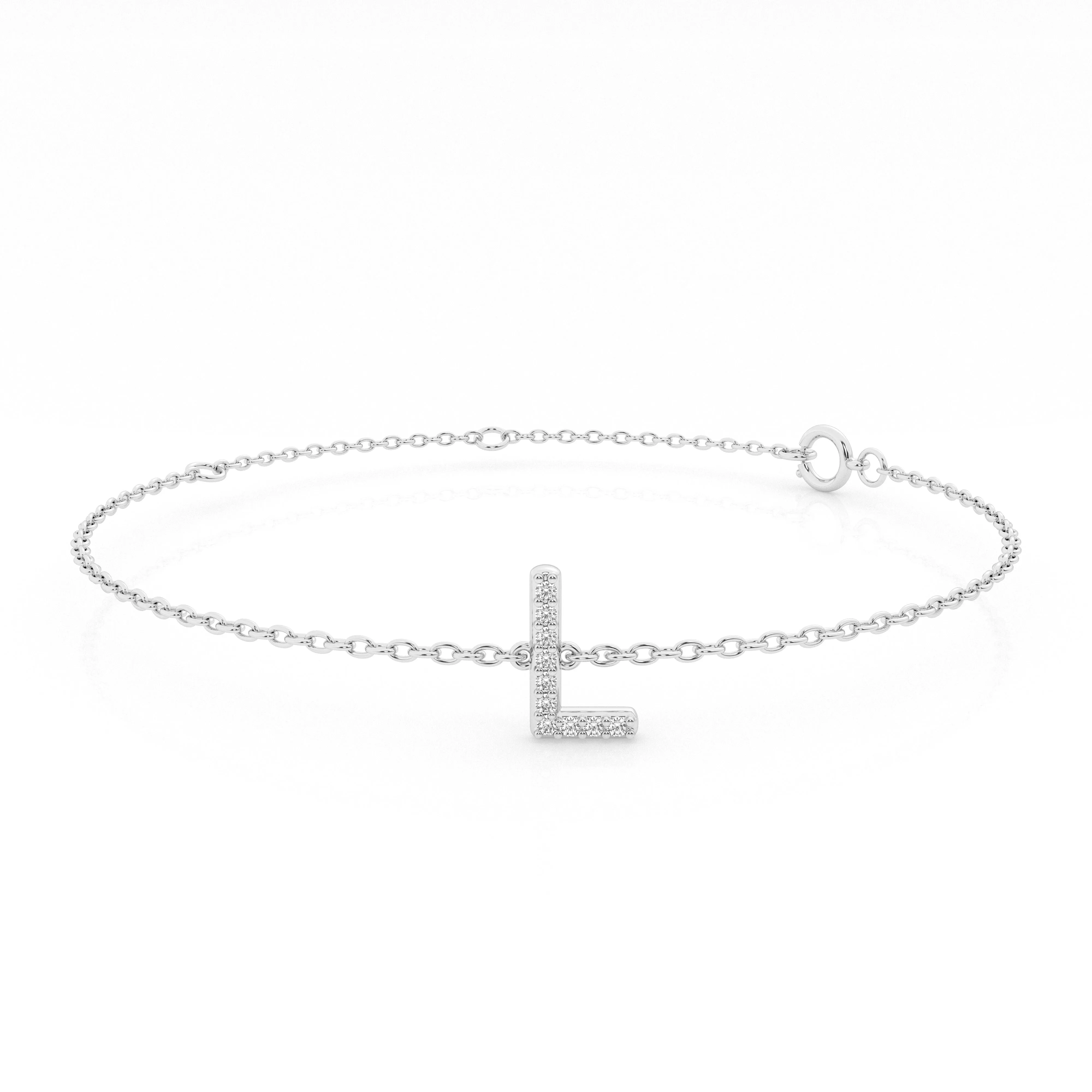 Brilliant Claw Initial Chain Bracelet with 0.05ct of Diamonds in Sterling Silver