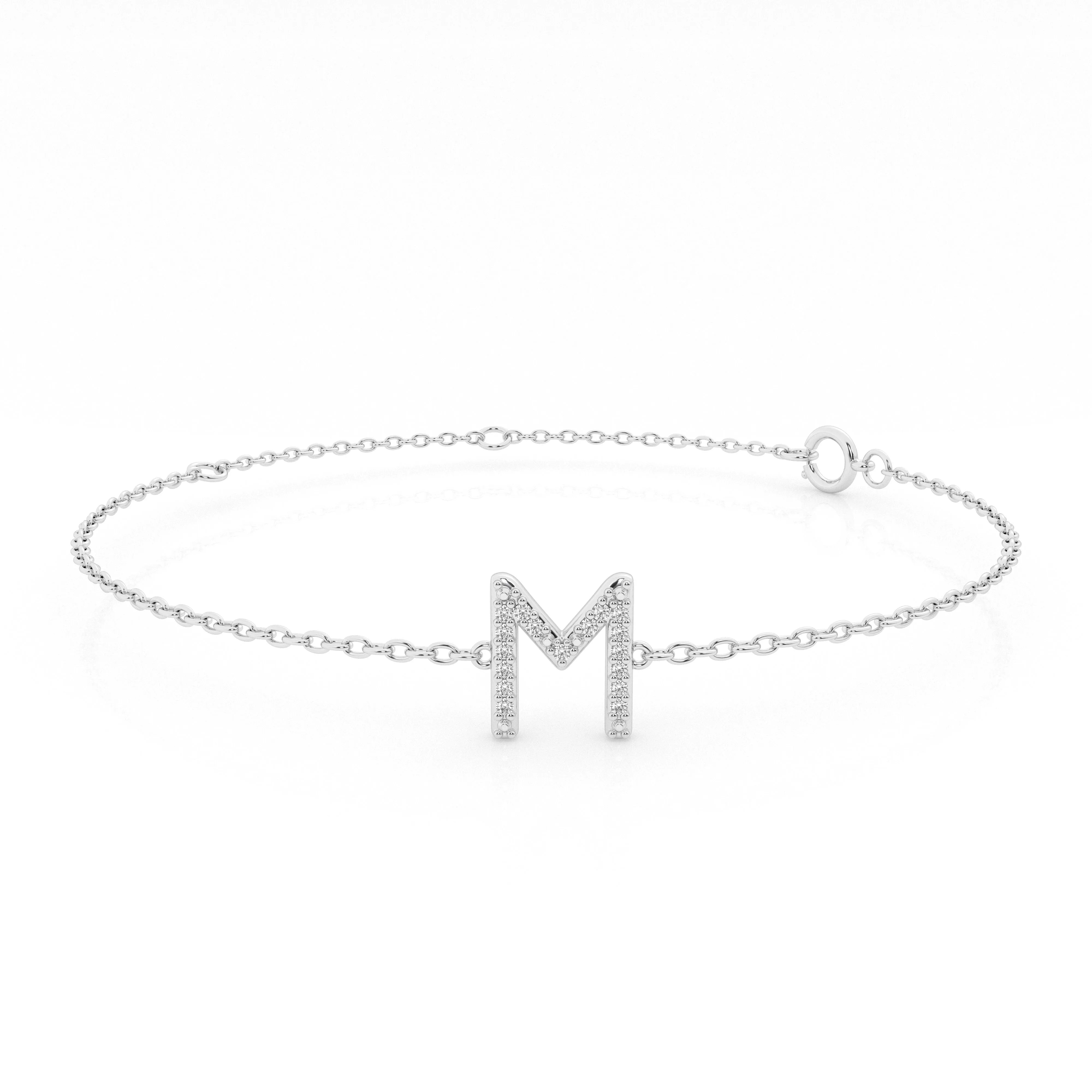 Brilliant Claw Initial Chain Bracelet with 0.05ct of Diamonds in Sterling Silver