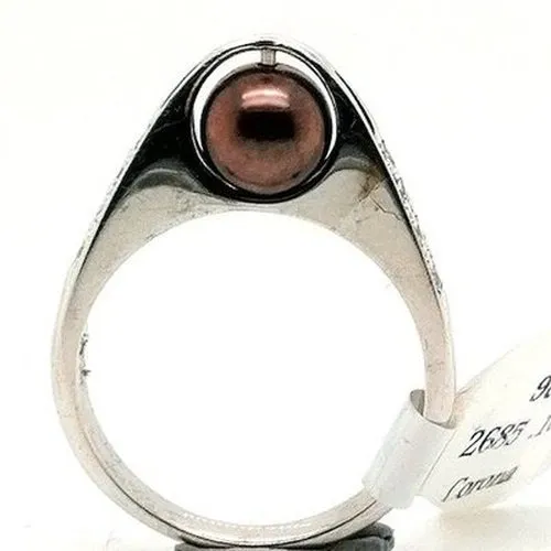 Brown Pearl & Diamond Ring