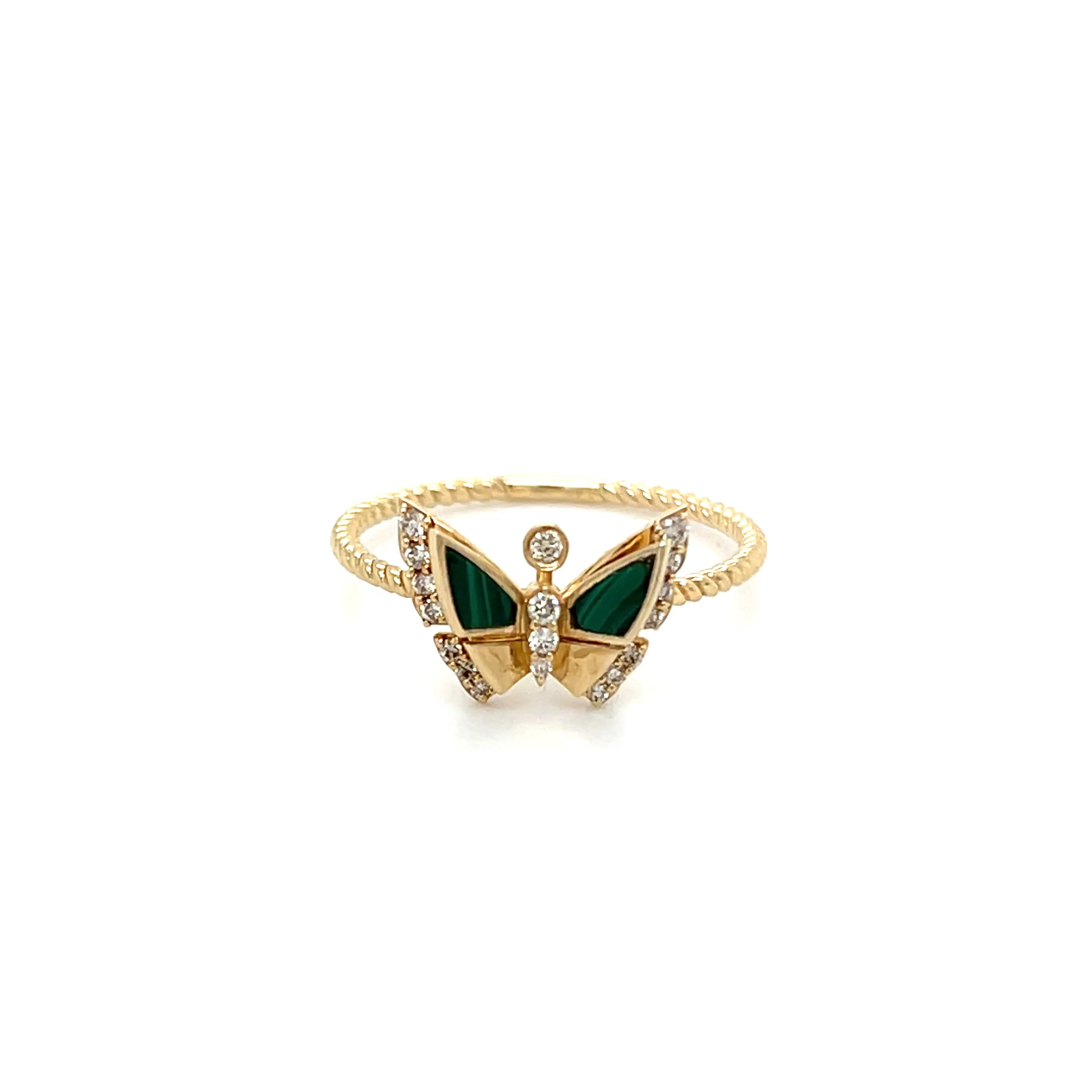 Butterfly Malachite and Diamond Ring