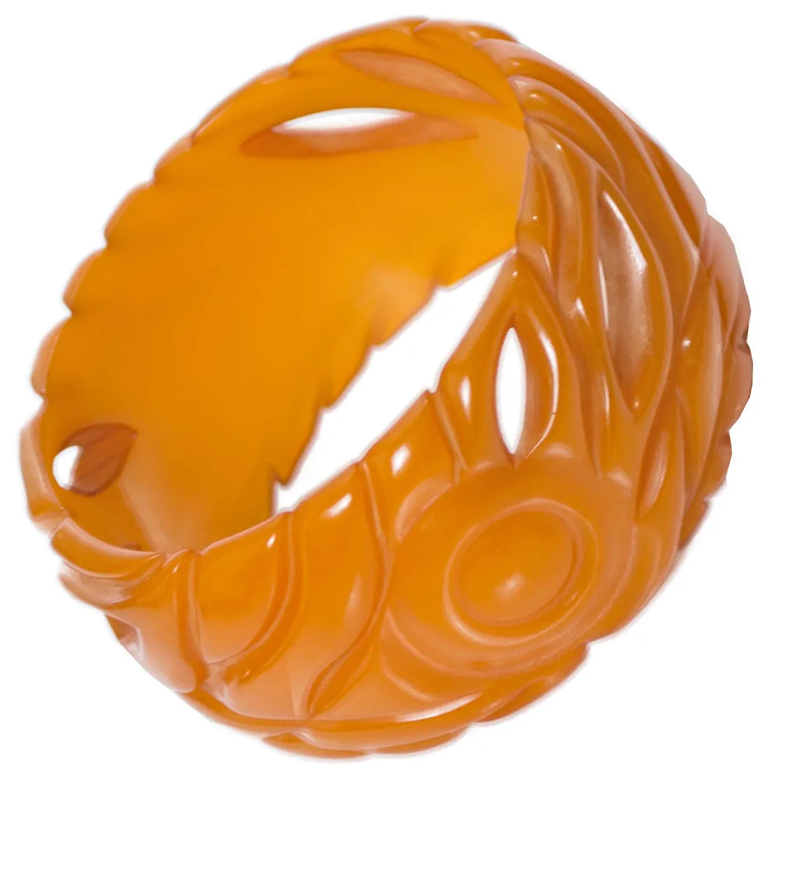 Butterscotch Vintage Carved Bakelite Bangle Bracelet