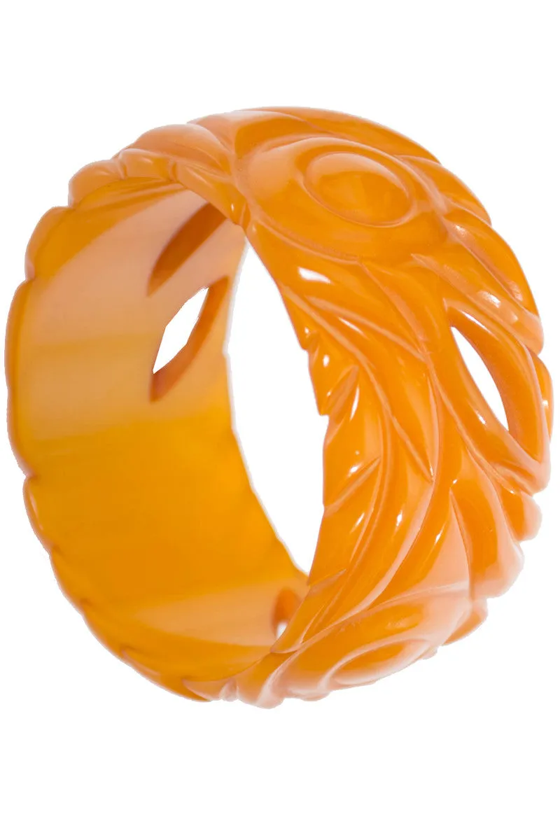 Butterscotch Vintage Carved Bakelite Bangle Bracelet