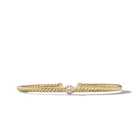 Cable Classics Center Station Bracelet in 18K Yellow Gold with Pave Diamonds