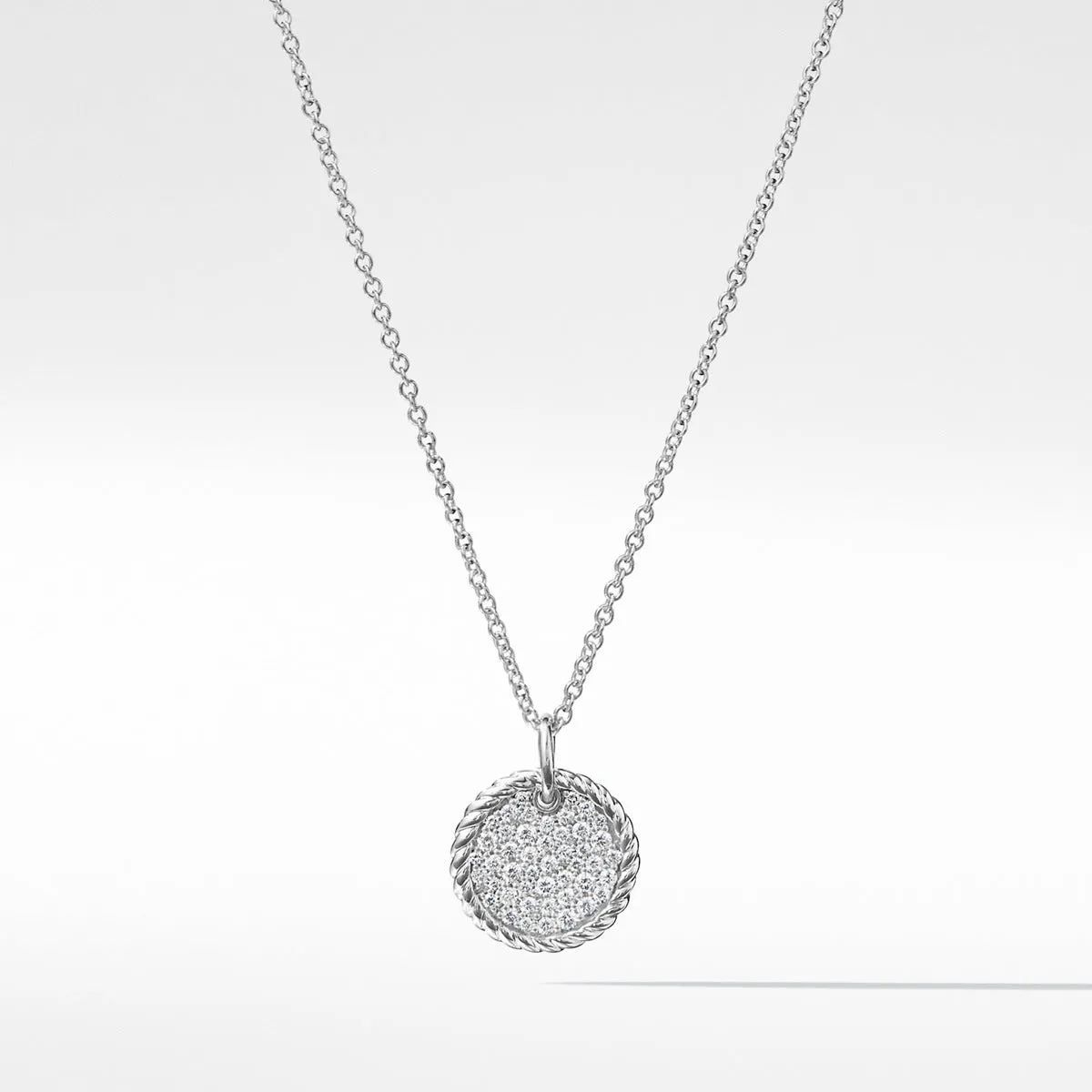 Cable Collectibles Pave Plate Necklace with Diamonds in 18K White Gold