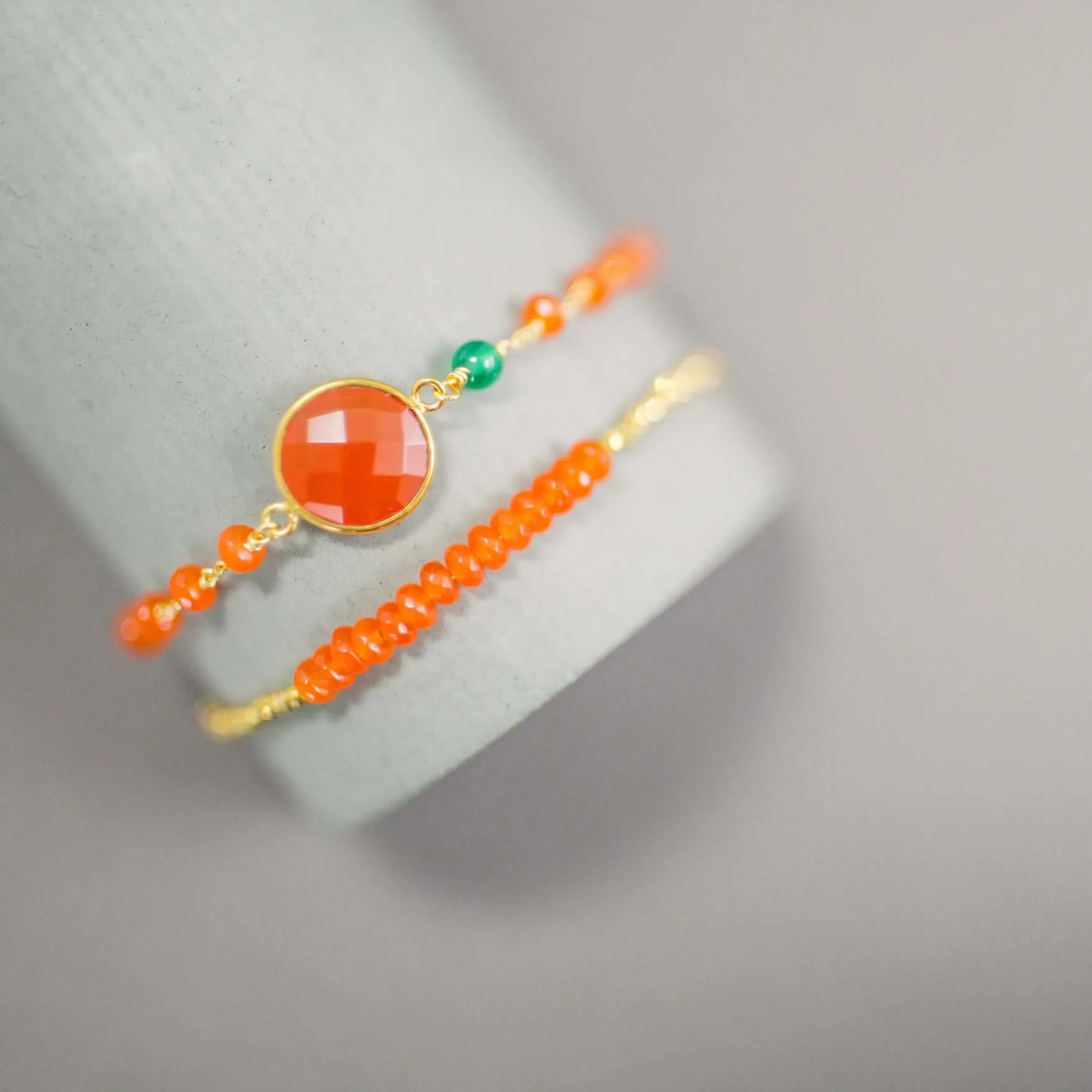 Carnelian Gemstone Adjustable Stacking Bracelet