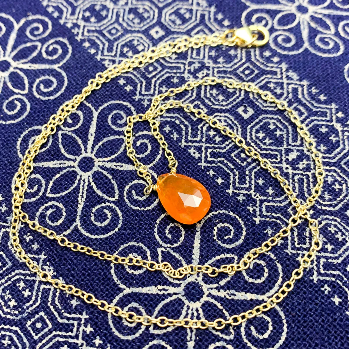 Carnelian Necklace on Gold Filled Chain with Gold Filled Trigger Clasp