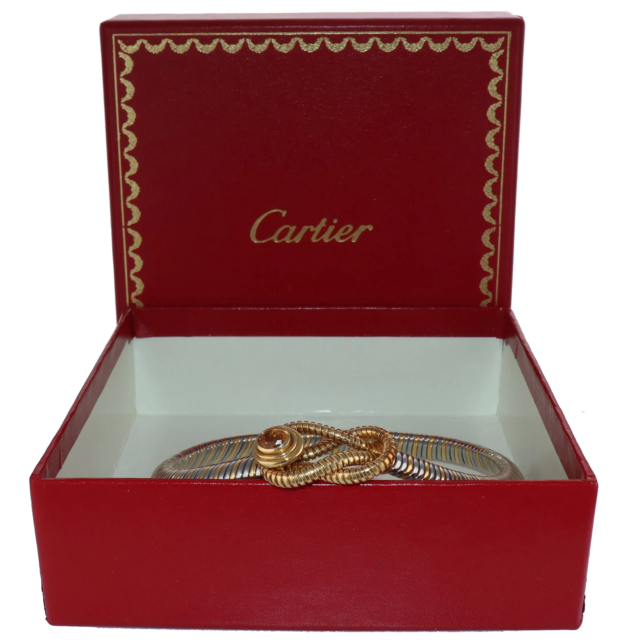 Cartier 18k Yellow Gold Stainless Steel Hercules Knot Citrine 17" Necklace