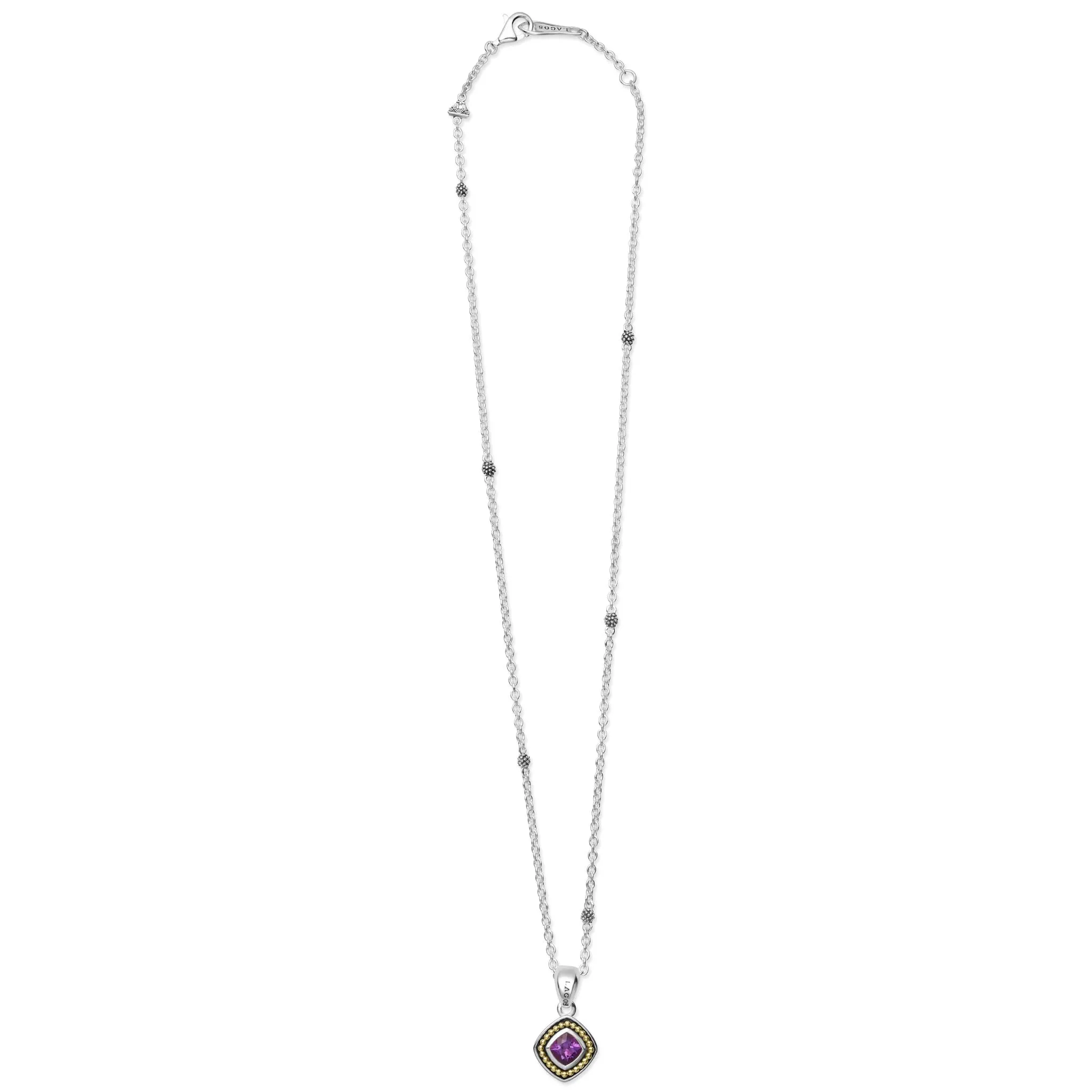 Caviar Color Amethyst Pendant Necklace