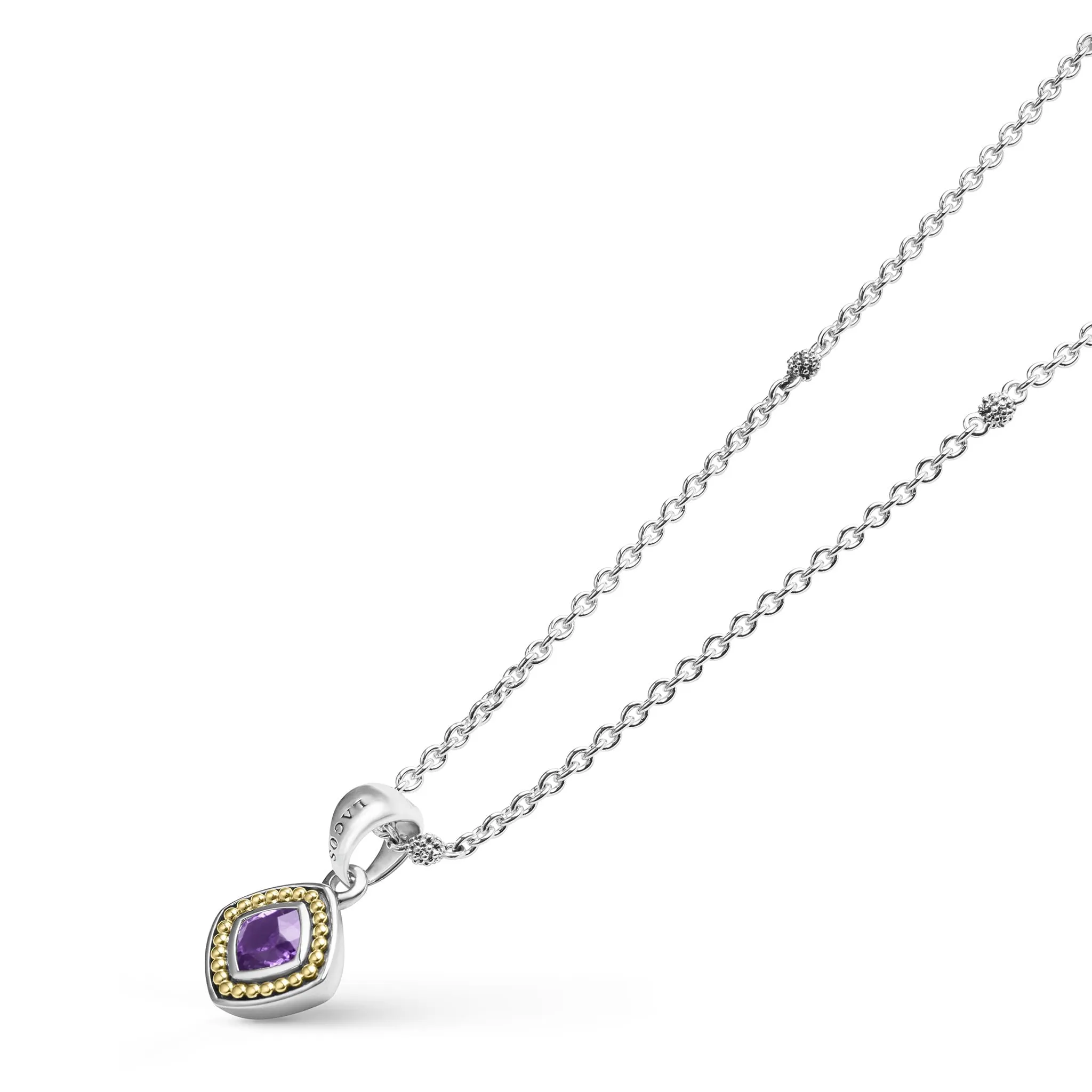 Caviar Color Amethyst Pendant Necklace