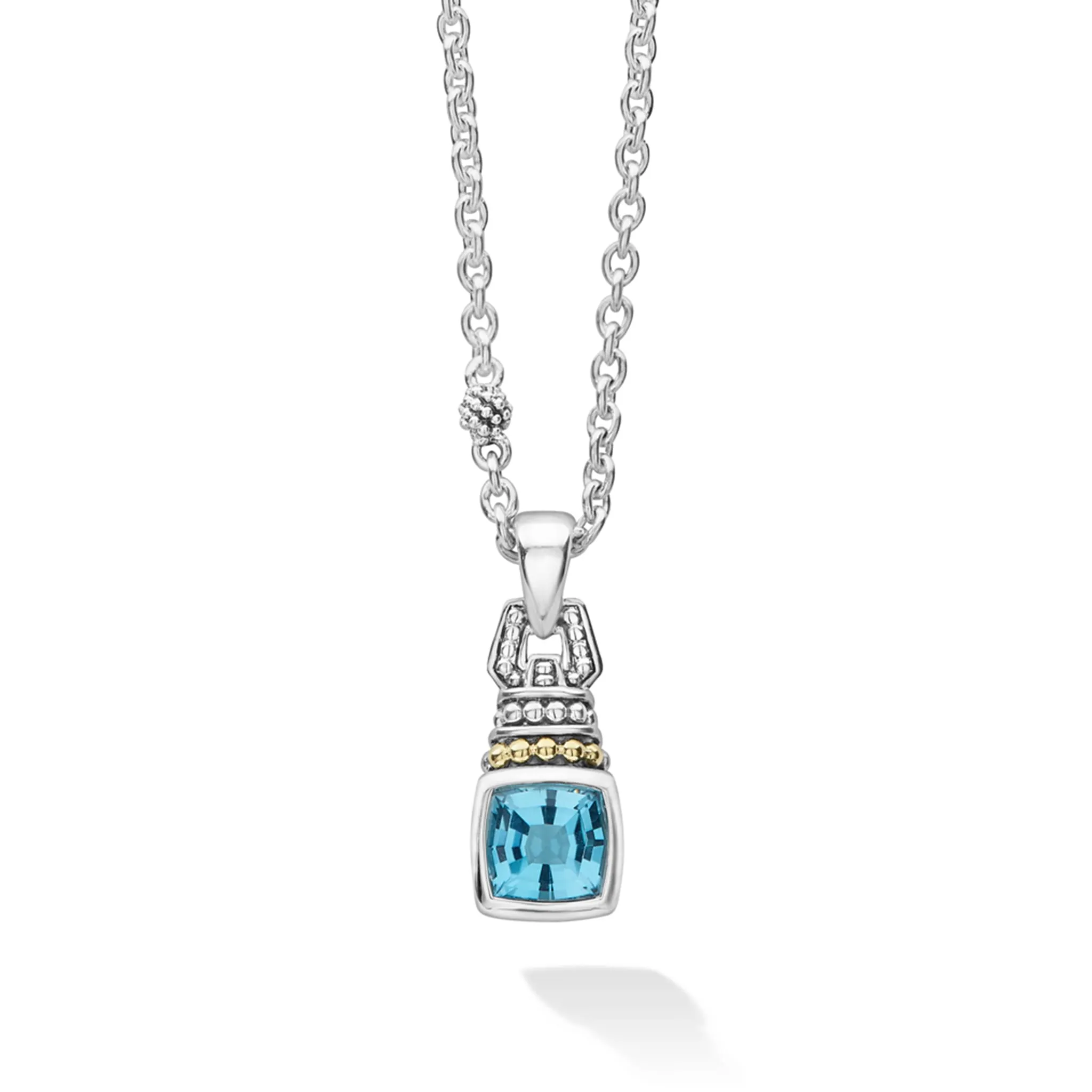 Caviar Color Swiss Blue Topaz Pendant Necklace