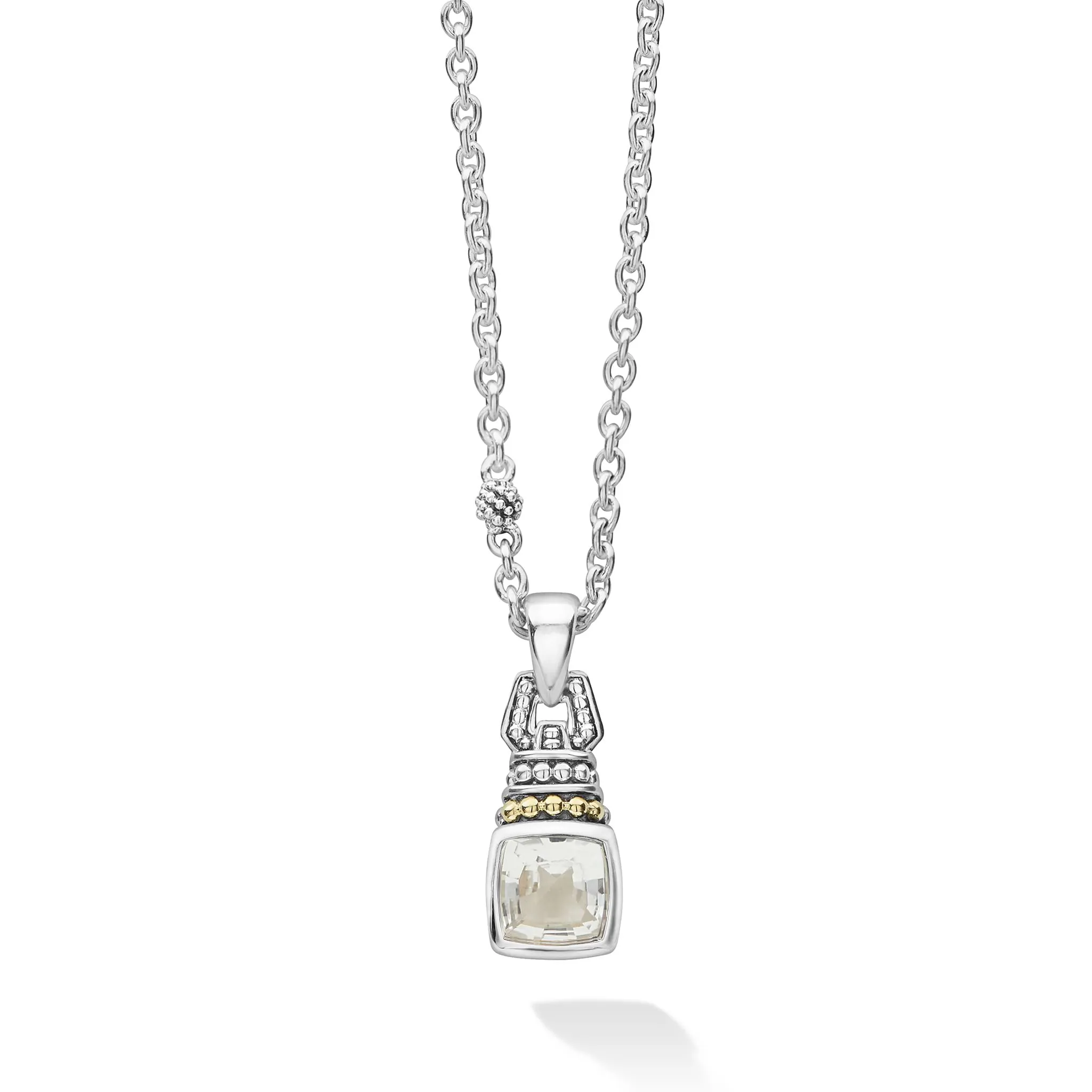 Caviar Color White Topaz Pendant Necklace