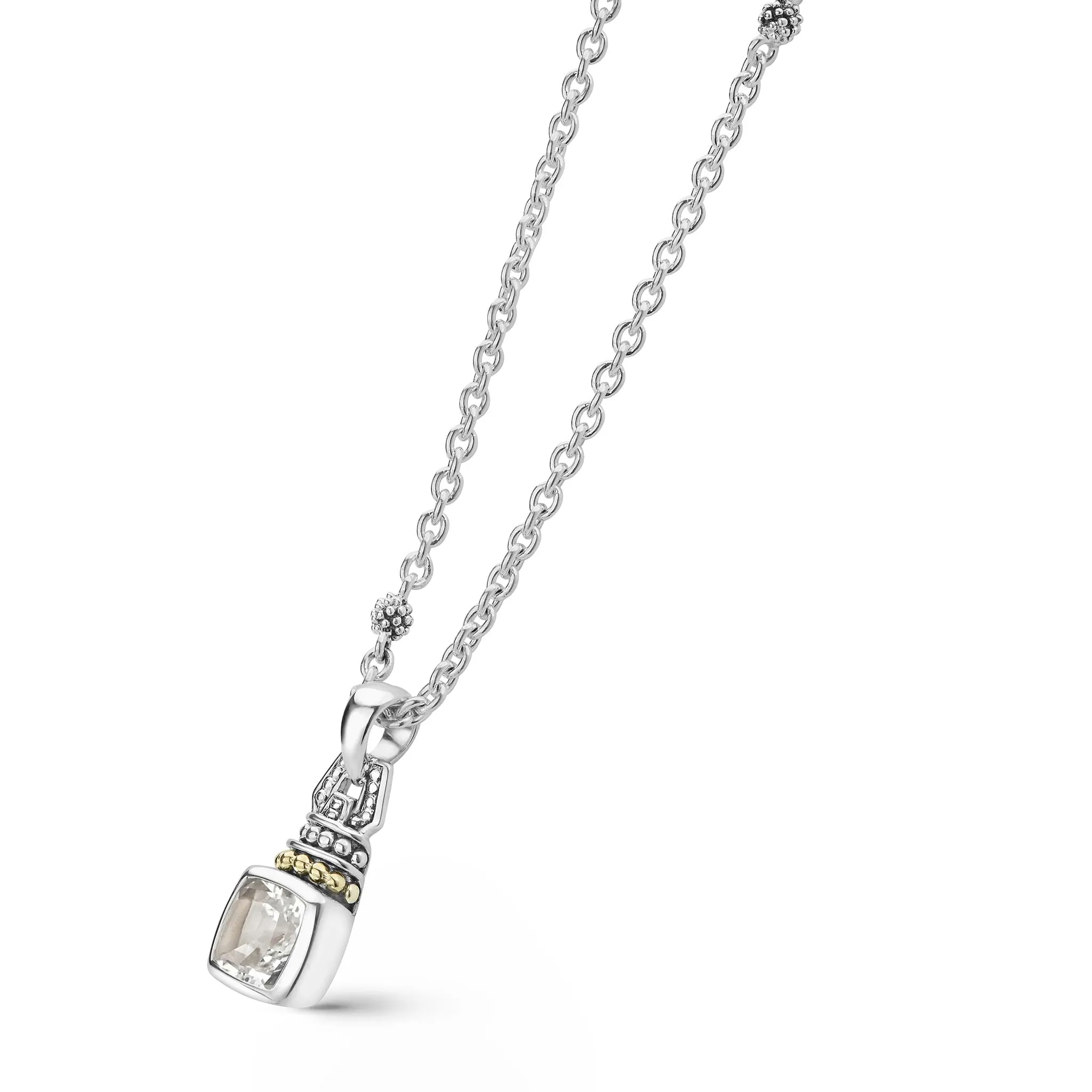 Caviar Color White Topaz Pendant Necklace