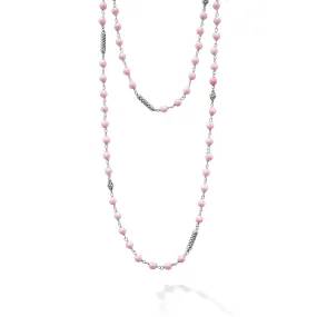 Caviar Icon Long Pink Ceramic Beaded Necklace