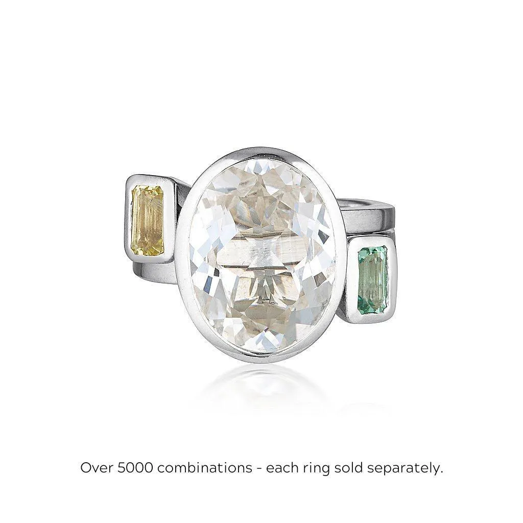 CELEBRATION STACKER RING - LARGE OVAL CUT - WHITE SAPPHIRE