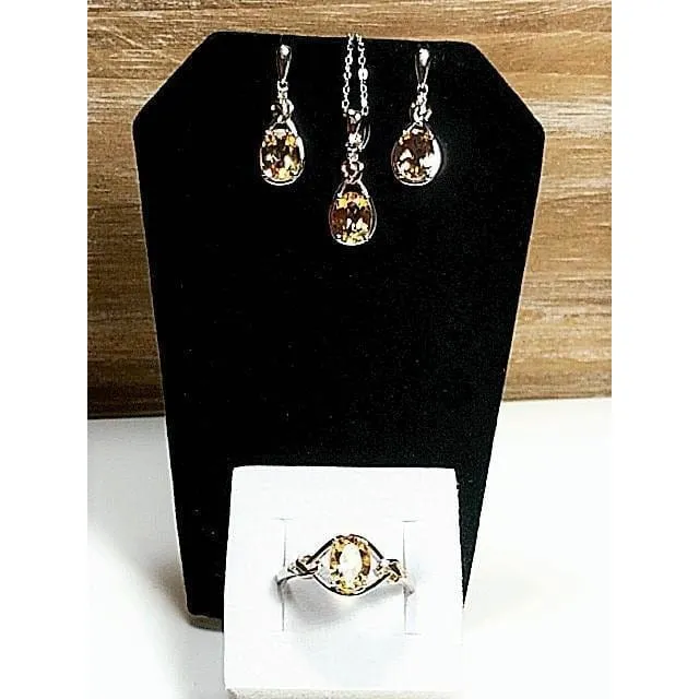 Celtic Love Knot Jewelry SET-Diamonds & REAL Gemstones in Sterling Silver