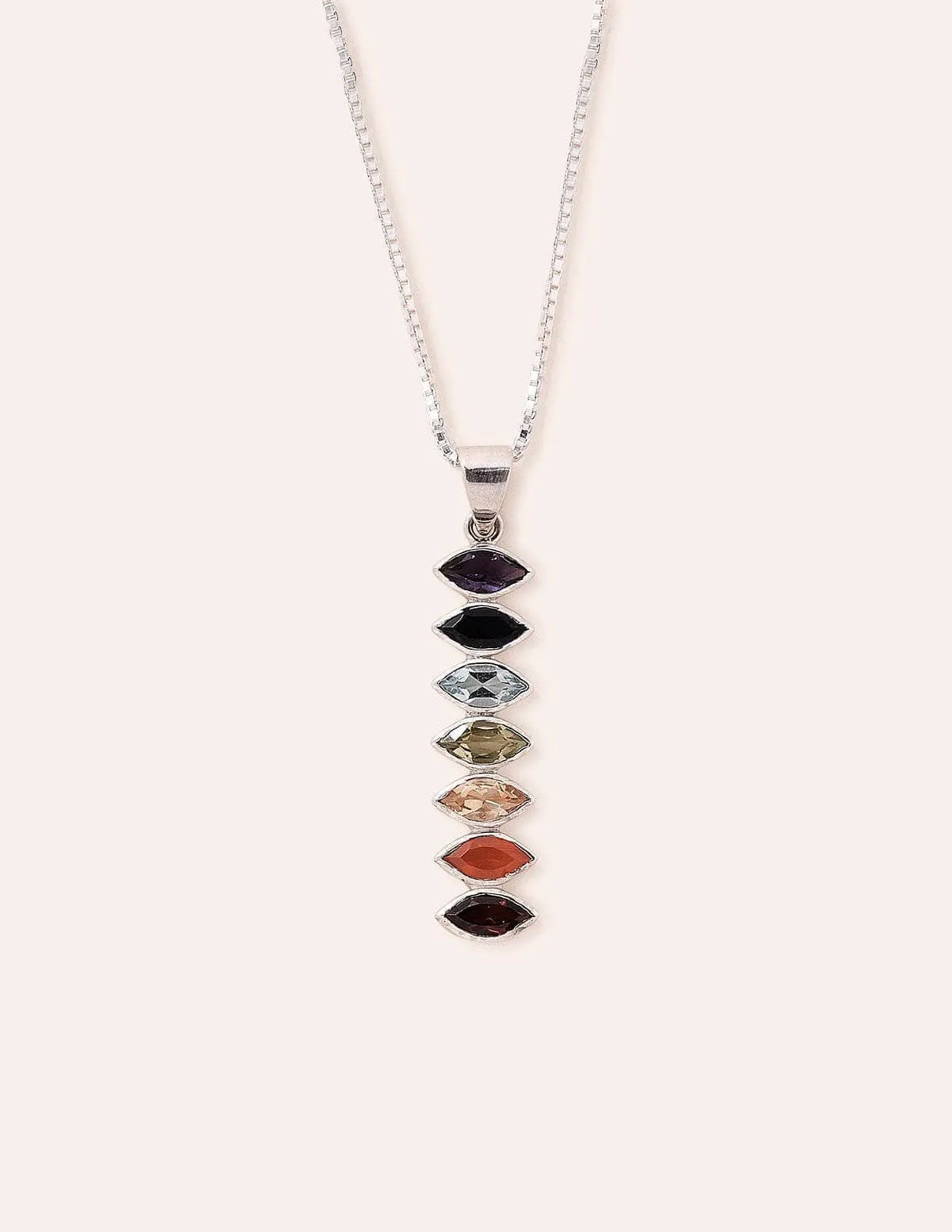 Chakra Gemstone Silver Necklace