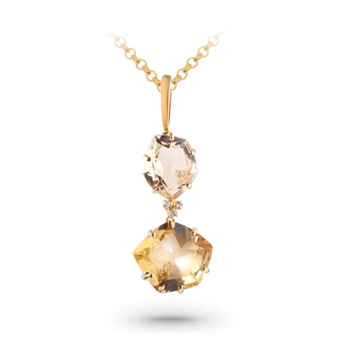 Champagne, Citrine & Diamond Pendant Necklace