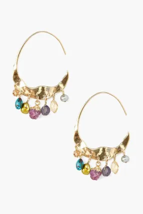 Chan Luu Crescent Multi Mix Gold Hoop Earrings