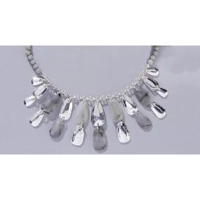 Charlie Paige Silver Necklace w/ Gray & Silver Dangles