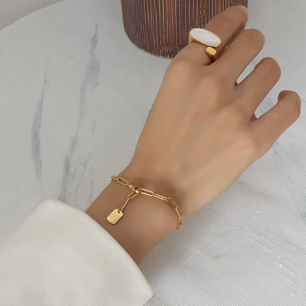 Chic 18k Gold Plated Letter Bracelet for Stylish Women