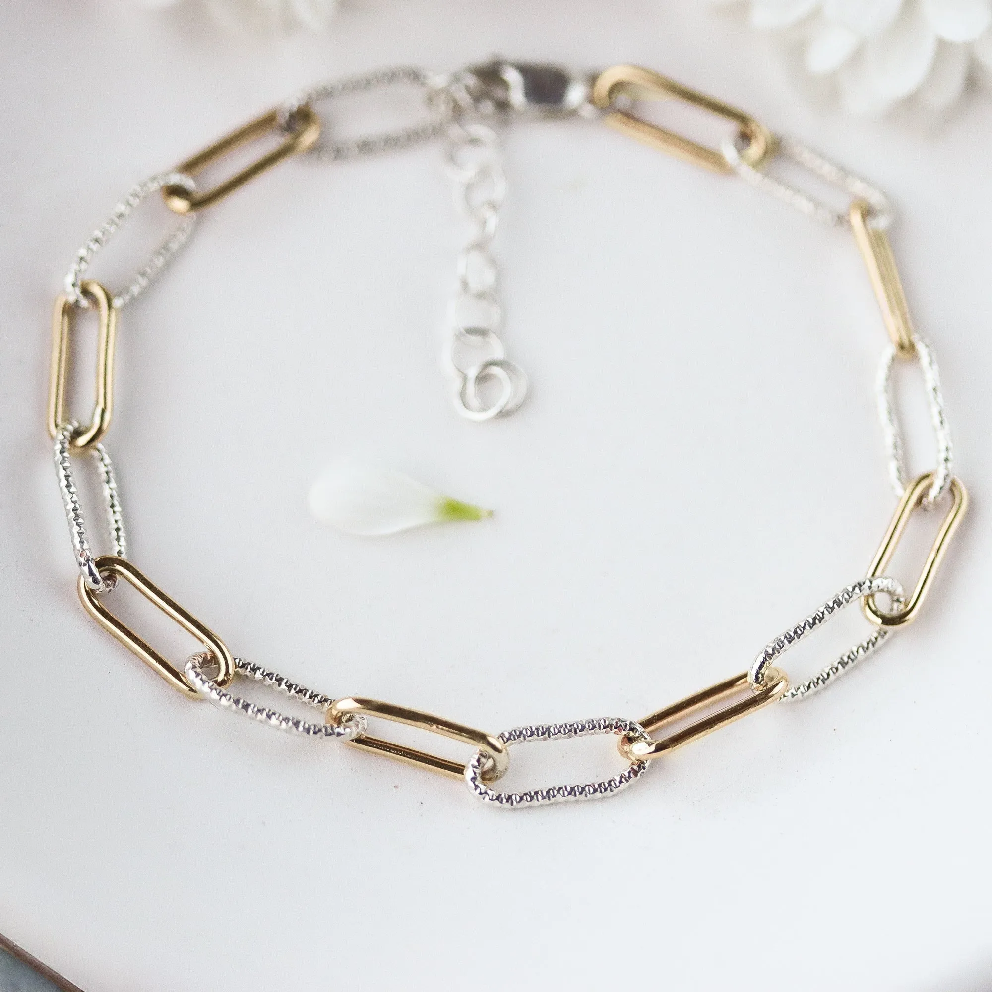 Chunky Paperclip Chain Bracelet in Gold and Silver