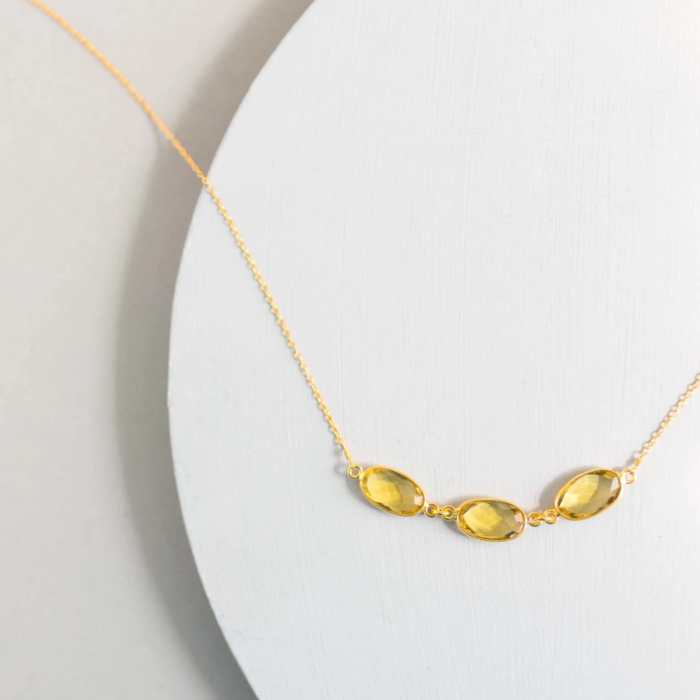 Citrine 3-Bezel Necklace