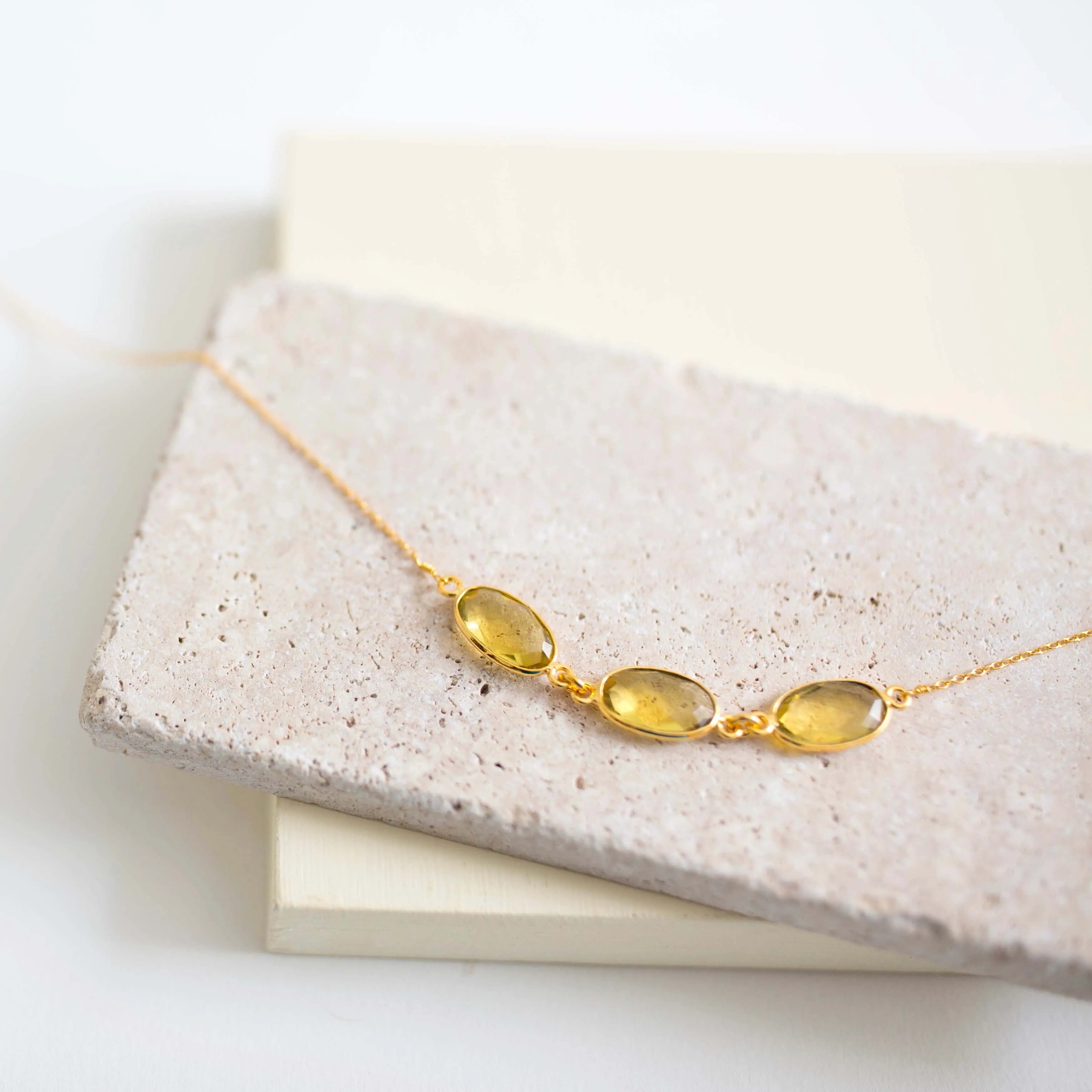 Citrine 3-Bezel Necklace