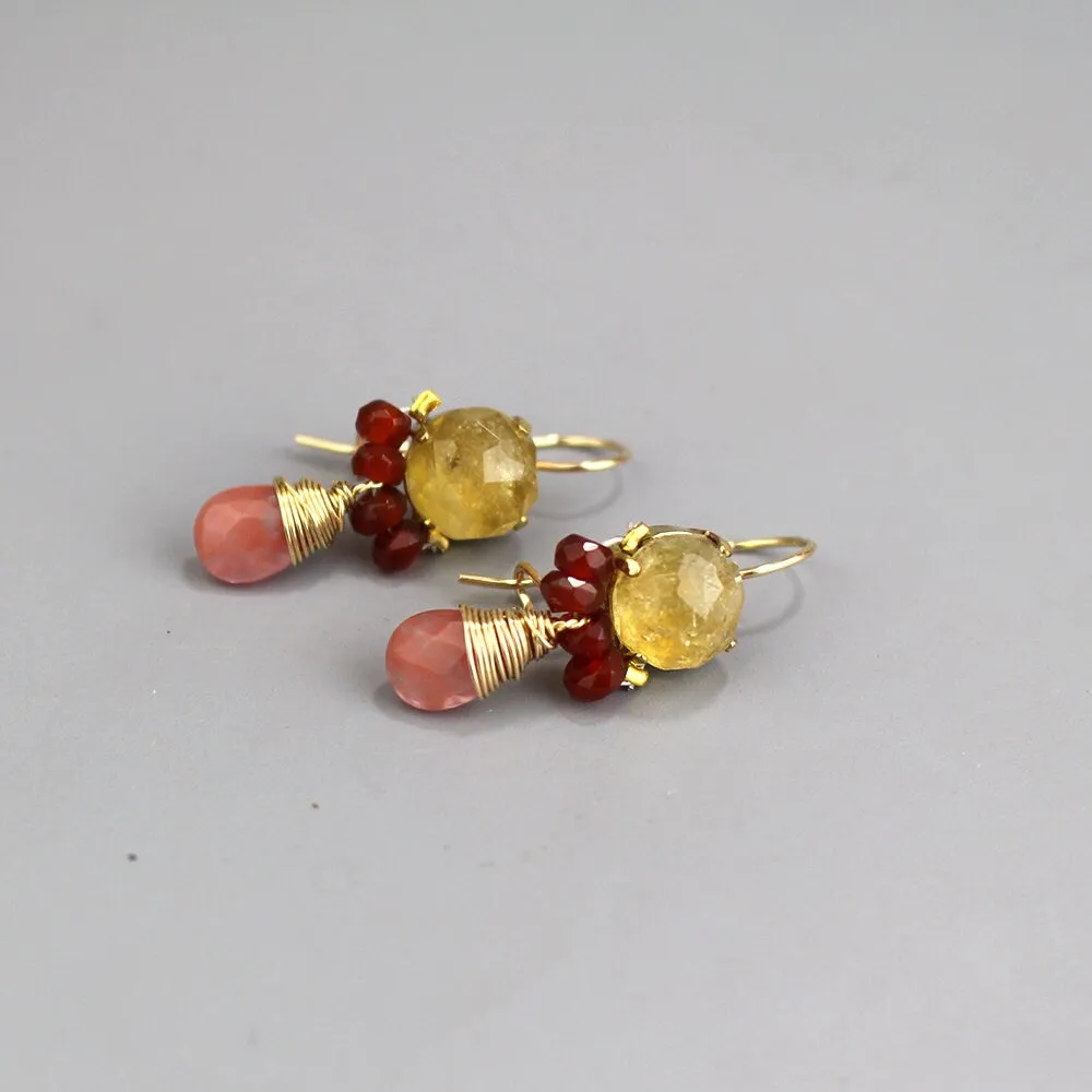 Citrine Carnelian Clover Jewelry Set