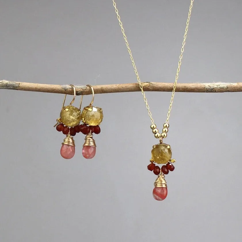 Citrine Carnelian Clover Jewelry Set