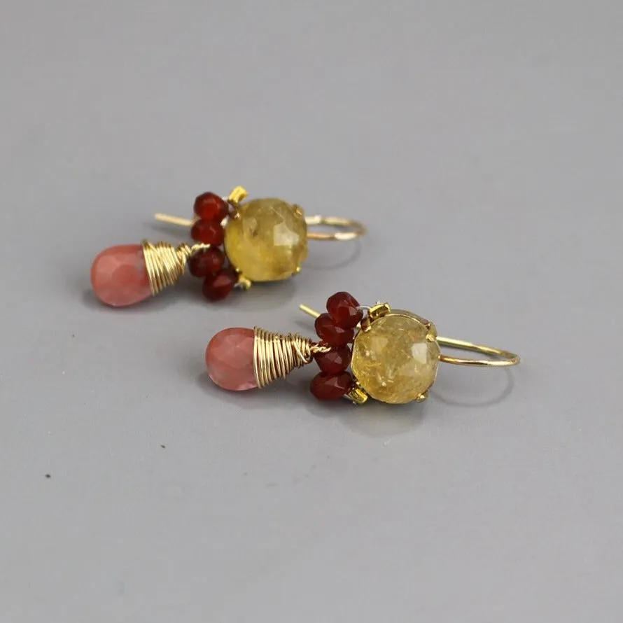 Citrine Carnelian Clover Jewelry Set