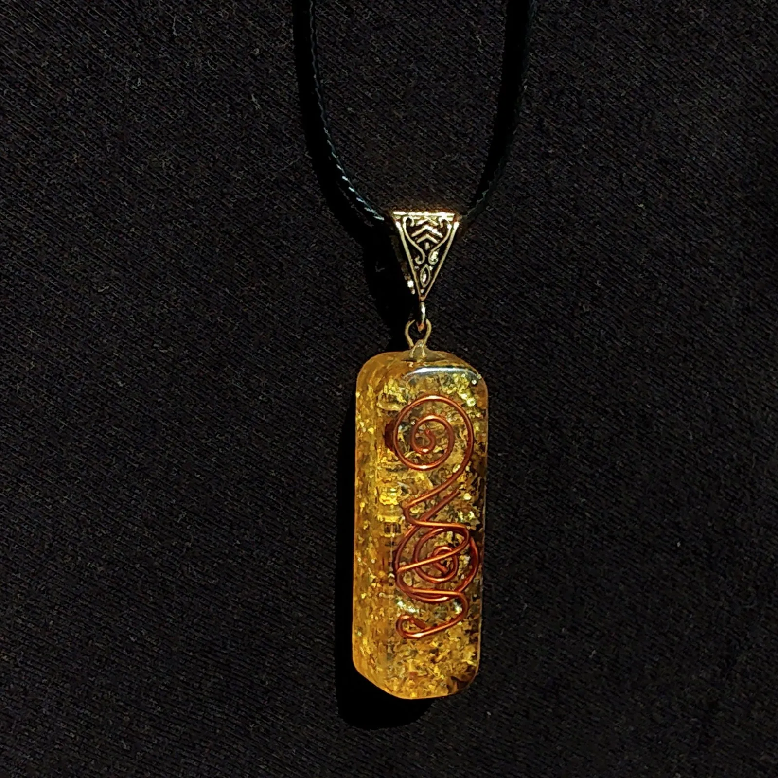 Citrine Healing Pendant Necklace with Copper Coil