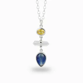 Citrine, Kyanite & Clear Quartz Necklace