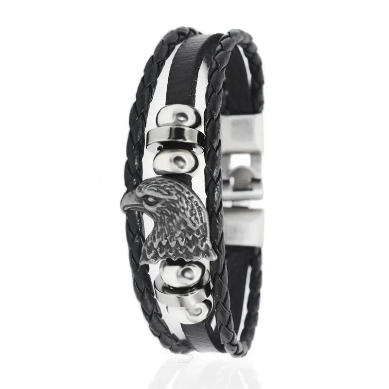 Classic Fashion Design Titanium Steel Cross Genuine Leather Bracelet for Men's Stainless Steel Magnet Buckle Charm Bracelet Gift