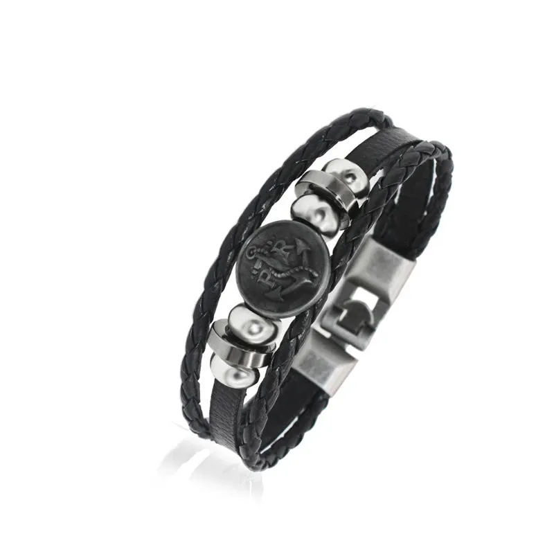 Classic Fashion Design Titanium Steel Cross Genuine Leather Bracelet for Men's Stainless Steel Magnet Buckle Charm Bracelet Gift