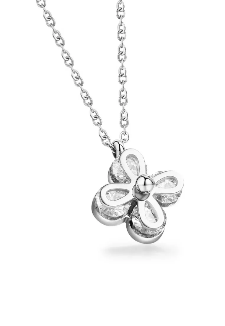 Cleo Clover Zirconia Petals Necklace