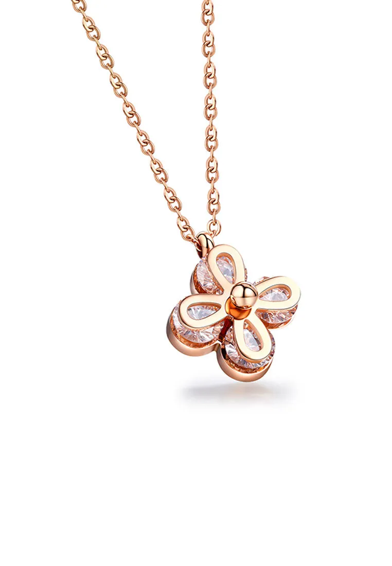 Cleo Clover Zirconia Petals Necklace