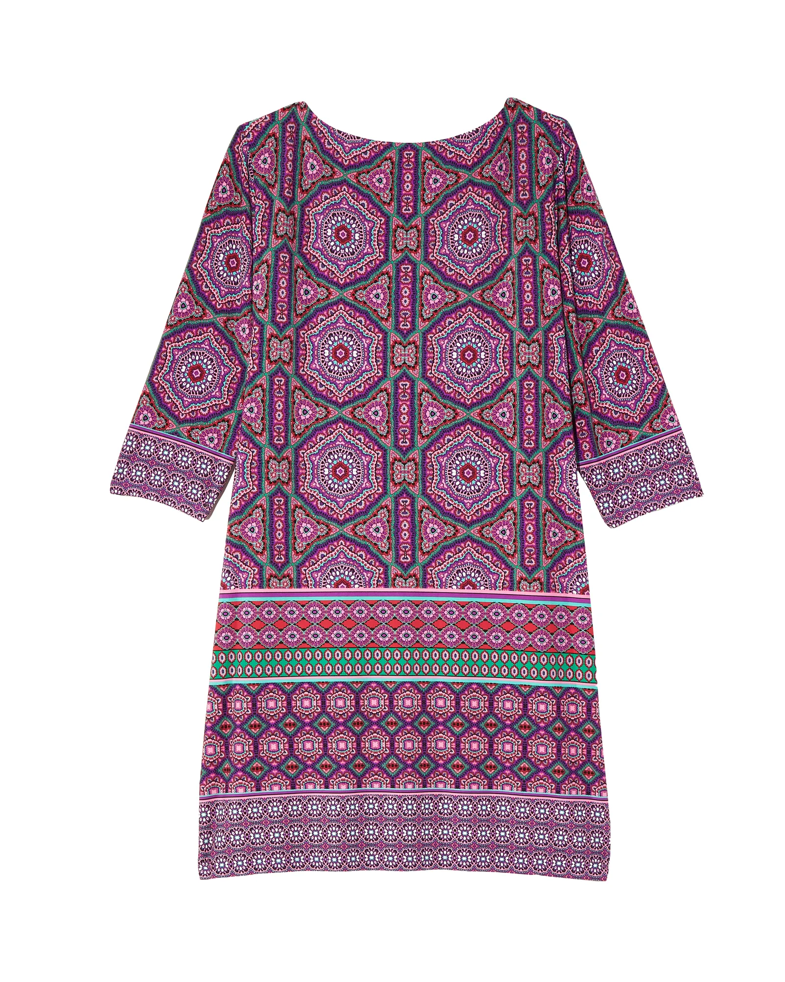 Clover 3/4 Sleeve Shift Dress | Purple / Pink