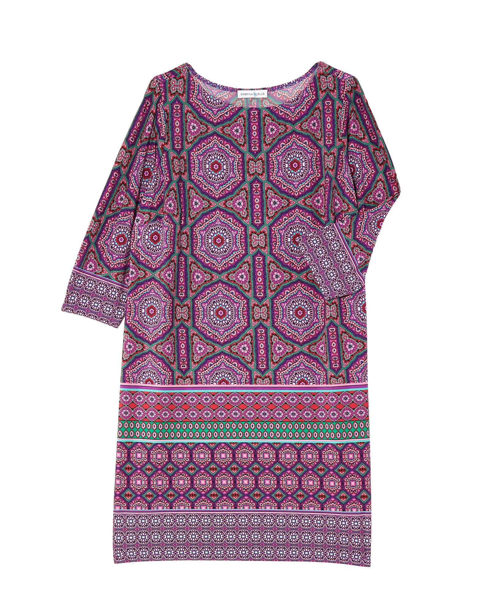 Clover 3/4 Sleeve Shift Dress | Purple / Pink