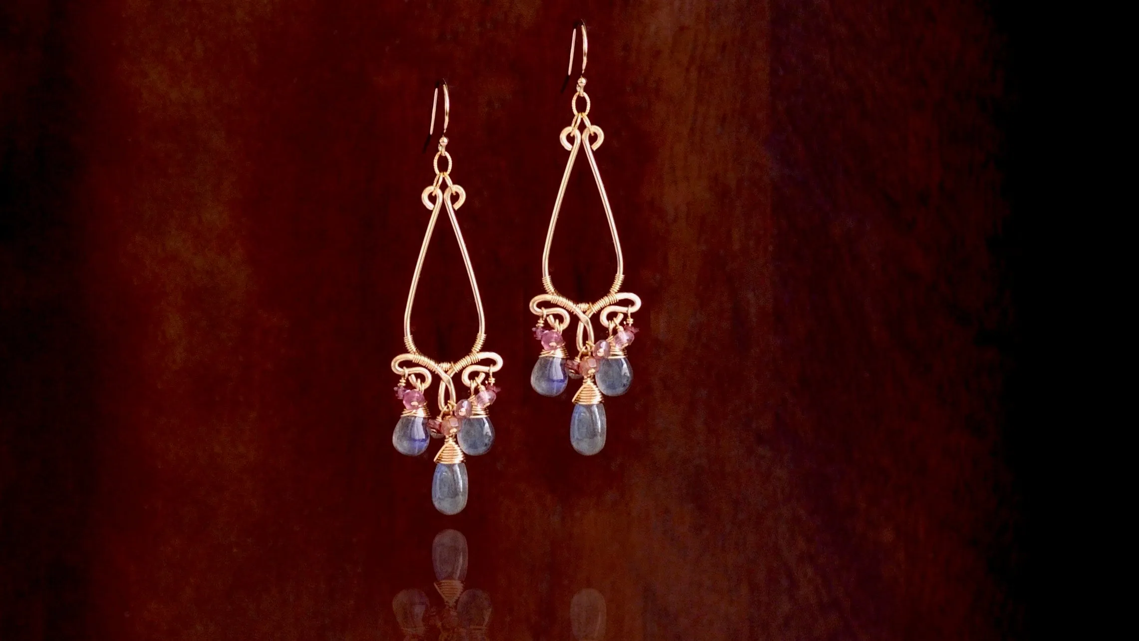 Cosima - Labradorite, Spinels 14k Gold Filled Chandelier Earrings