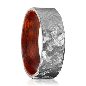 CRAWLEY | Snake Wood, Silver Titanium Ring, Hammered, Flat