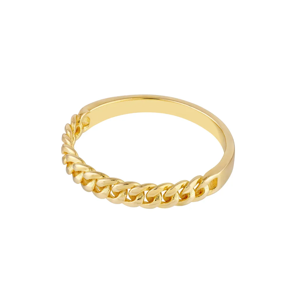 Curb Chain Link Ring | Genuine 14K Yellow Gold