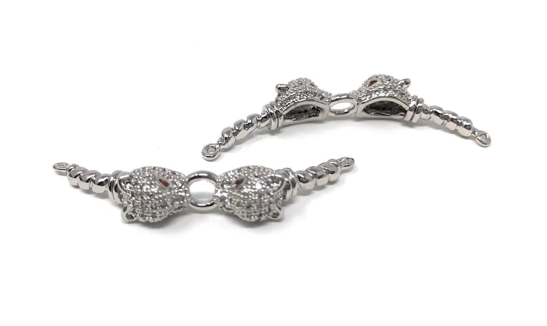 CZ Micro Pave Leopard Connector, Pave Findings, CZ Pave Link Charm