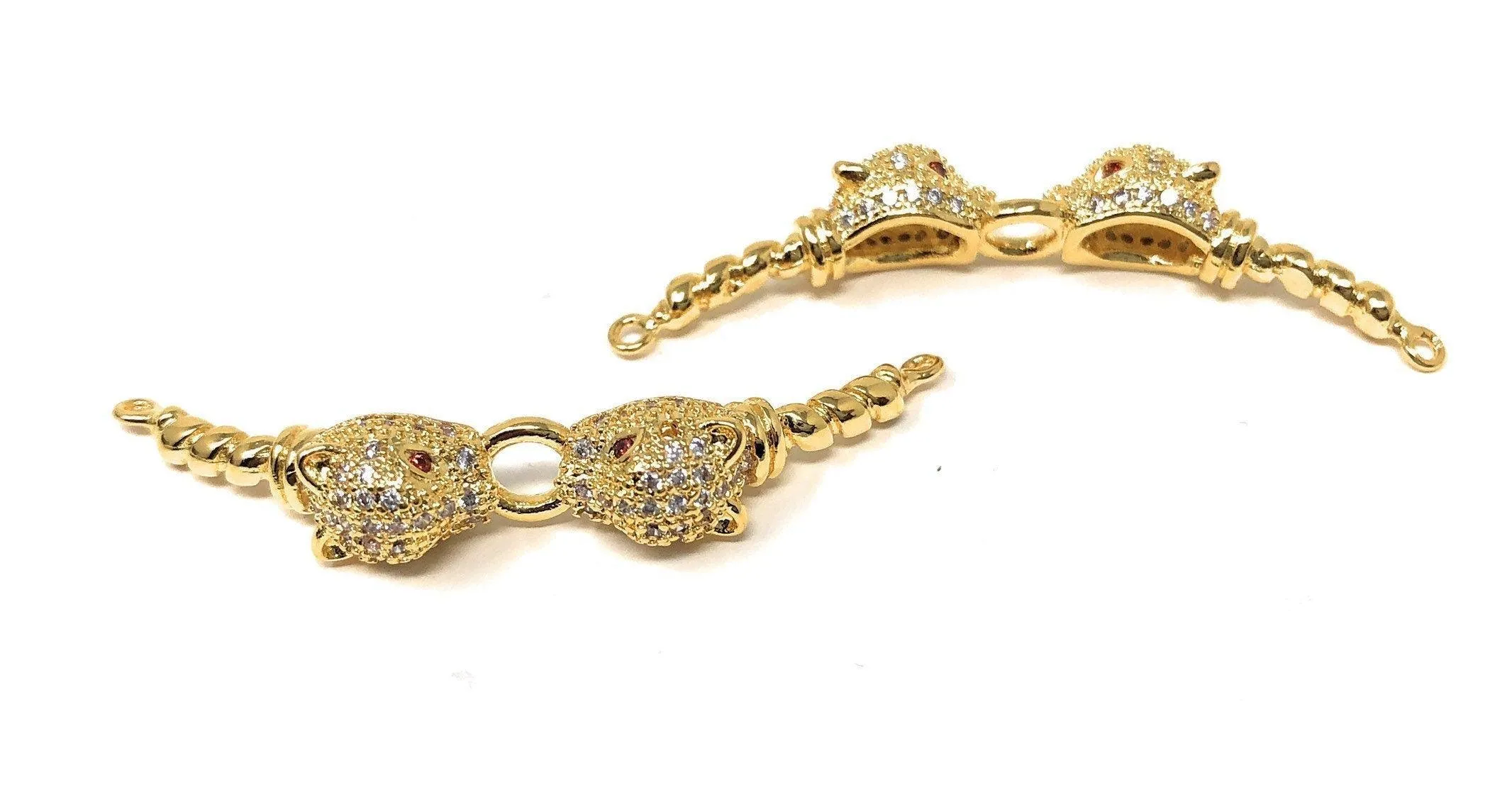 CZ Micro Pave Leopard Connector, Pave Findings, CZ Pave Link Charm