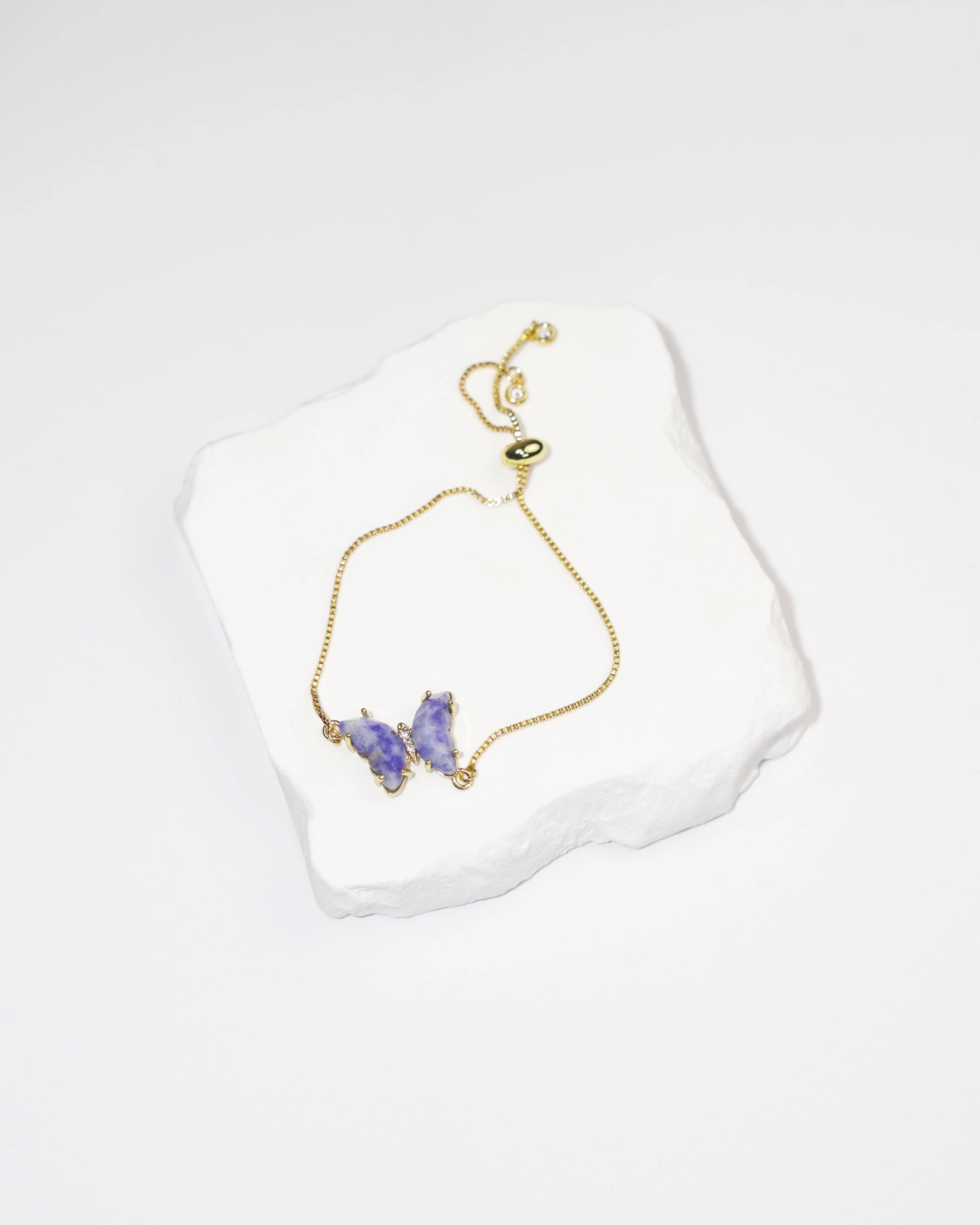 Dainty Butterfly Natural Gemstone Bracelet