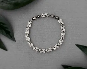 Dainty Marquise Leaf Wedding Bracelet