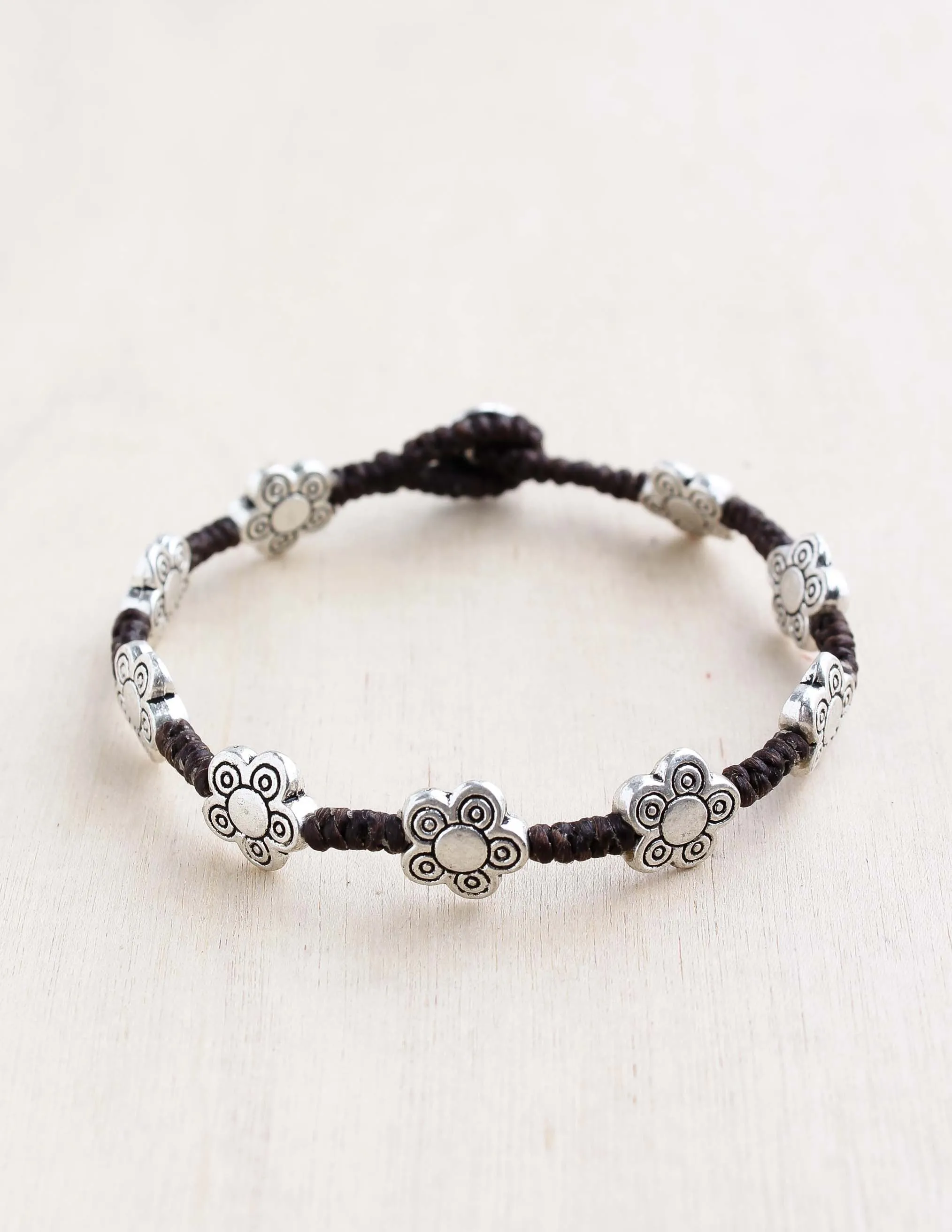 Daisy Etched Alloy Bracelet