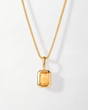 Deco Citrine November Birthstone Necklace