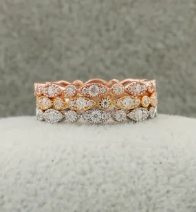 Delicate Moissanite Diamond Ring,14k Solid Gold Band, Wedding Rings, Unique Stacking Ring, Anniversary Gift .2214