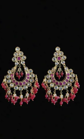 DER241 Dania  large chandbali in Ruby     ( READY TO SHIP )