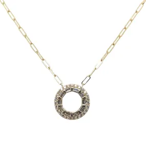 Diamond Baguette Circle Paper Clip Necklace